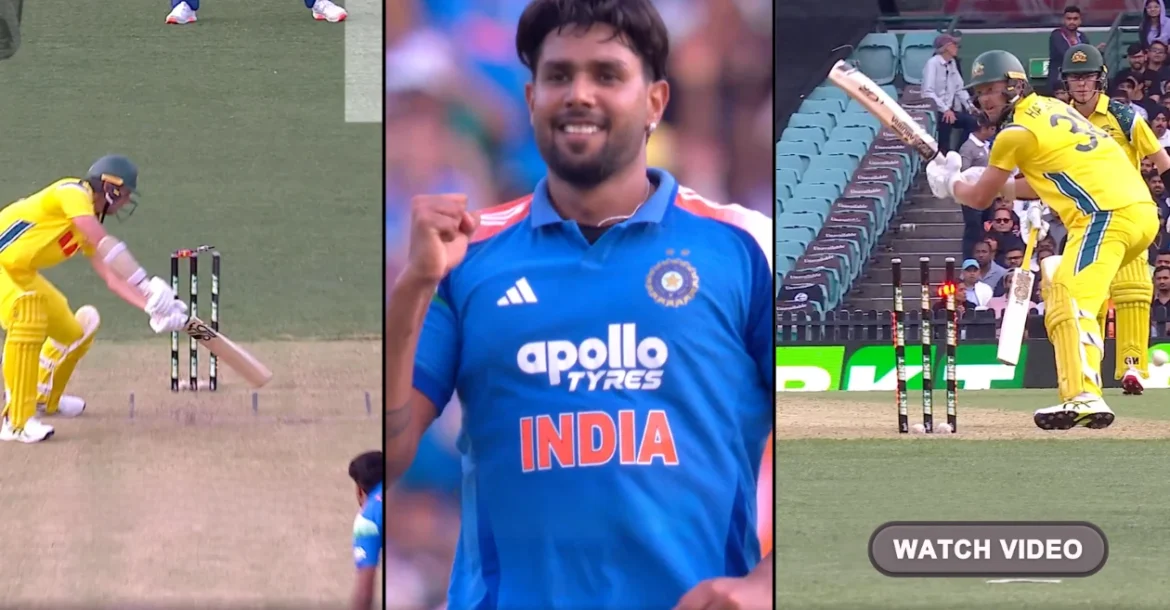 AUS-vs-IND-Harshit-Rana-dismantles-Josh-Hazlewoods-stumps-to-end-Australias-innings-at-236-in-3rd-ODI.webp.webp